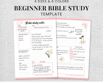 Beginner Bible Study Printable Templates, Faith Journal, Digital Bible Journal, Devotion for Women