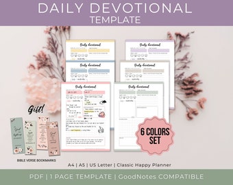 Daily Devotional journal, Digital Bible Study Template, Christian Prayer Journal, Women devotional, Beginners Quiet time notes, Printable