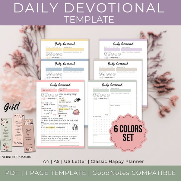 Daily Devotional journal, Digital Bible Study Template, Christian Prayer Journal, Women devotional, Beginners Quiet time notes, Printable