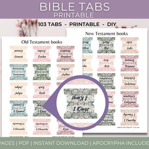 Bible Tabs Printable, Books of the Bible, Bible Index Tabs, Catholic Bible Tabs, Bible journaling