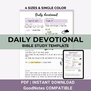 Daily Devotional Journal, Bible Study Printable, Quiet Time Notes, Digital Bible Study, Christian Journal, Faith Planner Inserts, PDF