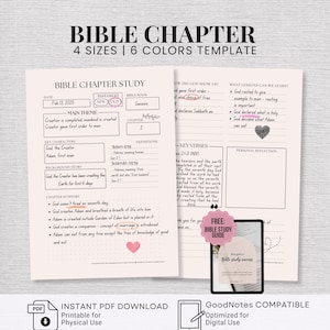 Bible Chapter Study In Depth Bible Study Printable Guide Minimalist Bible Book Template Digital Bible Study Journal for Women