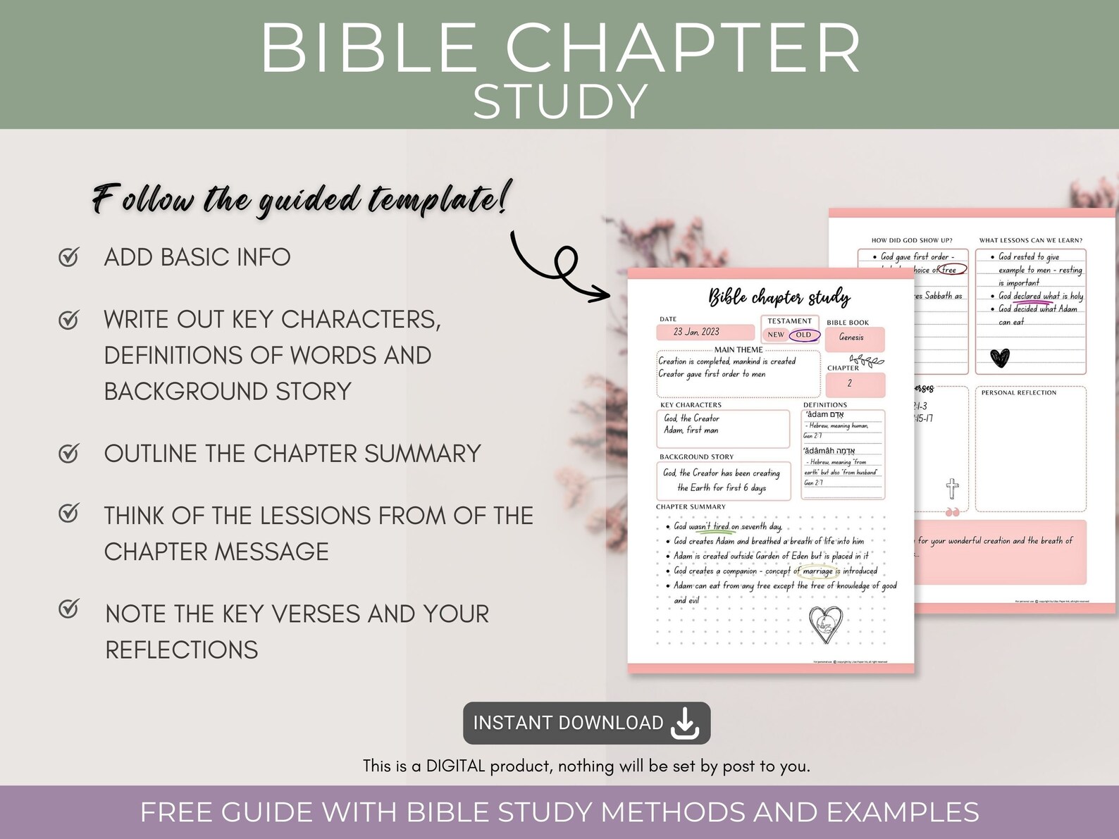 Bible Chapter Study, Bible Study Journal, Printable Bible Study ...