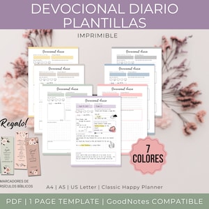 Devocional Diario Imprimible Plantilla Cristiana en Español, diario devozionale quotidiano Modello di studio della Bibbia digitale Diario di preghiera cristiana