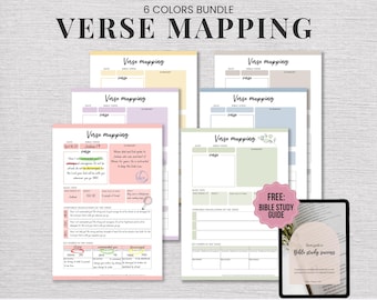 Bible Verse Mapping Printable SET template, Digital Bible Study Printable, Bible Study Tools, Scripture Mapping, Scripture Map Study