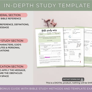 Bible Study Printable, in Depth Bible Study Worksheets, Digital Bible ...