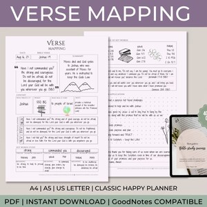 Bible Verse Mapping, Bible Study Notes, Bible Study Guide, Scripture Faith Journal Inserts, Minimalist,  Digital Devotional Journal
