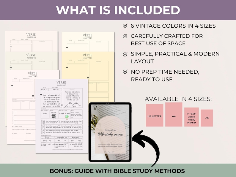 Verse Mapping Printable, Bible Study Template, Minimalist Scripture ...