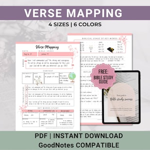 Verse Mapping Printable, Minimalist Bible Study Template, Floral