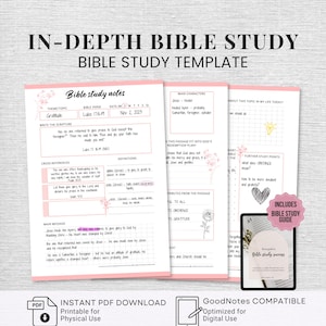 Digital Bible Study Template In depth Bible Study Devotional Prayer Journal Topical Bible Study