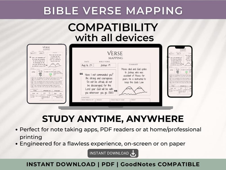 Verse Mapping Printable, Bible Study Template, Minimalist Scripture ...