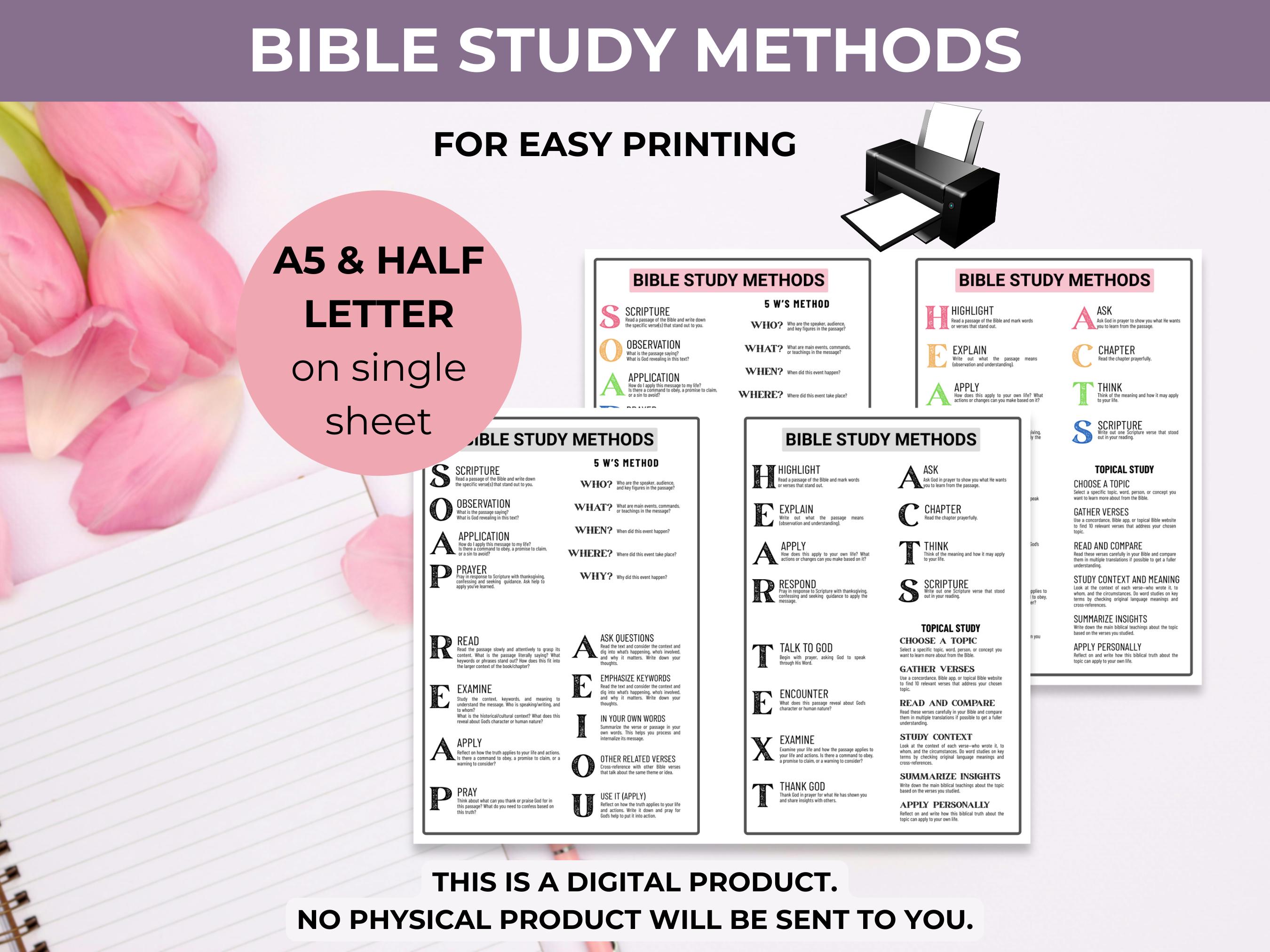 Bible Tip Ins Bible Study Methods 2-page Mini Guide Bible Journaling ...
