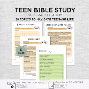 Diario devocional para el estudio bíblico de adolescentes Guía de estudio bíblico para la escuela en casa y la escuela dominical Libro de trabajo en PDF