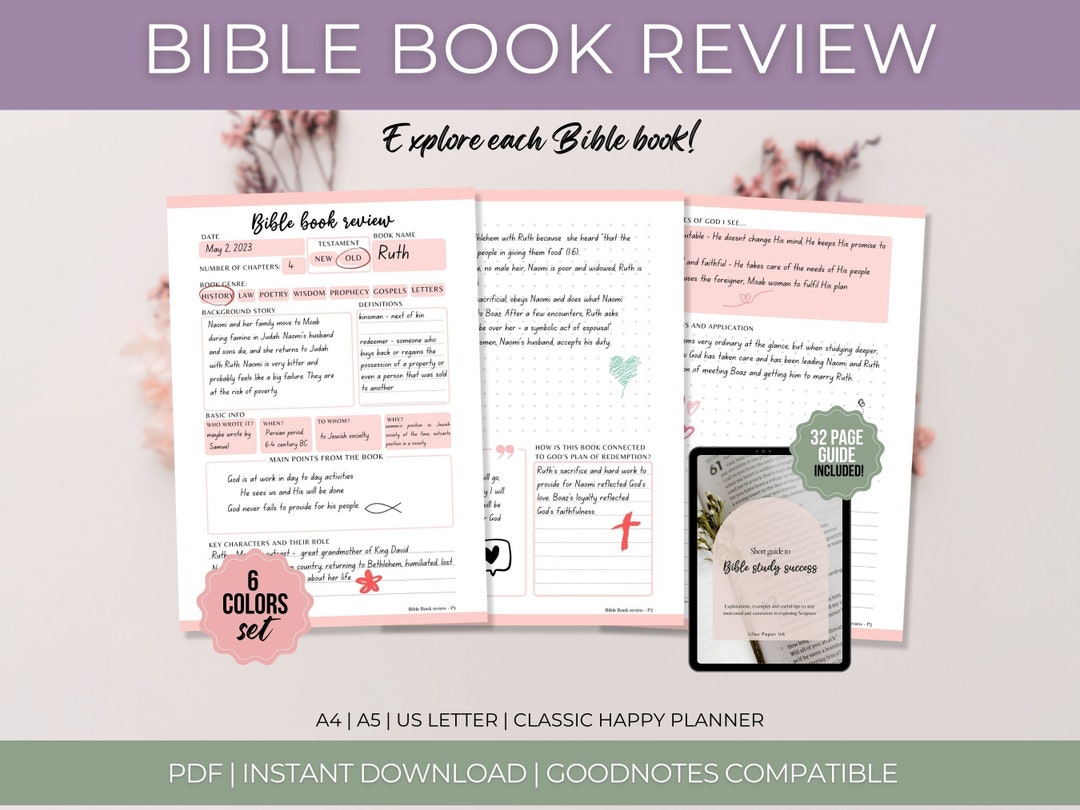 Bible Book Study, Printable Bible Study Guide, Digital Bible Journal ...