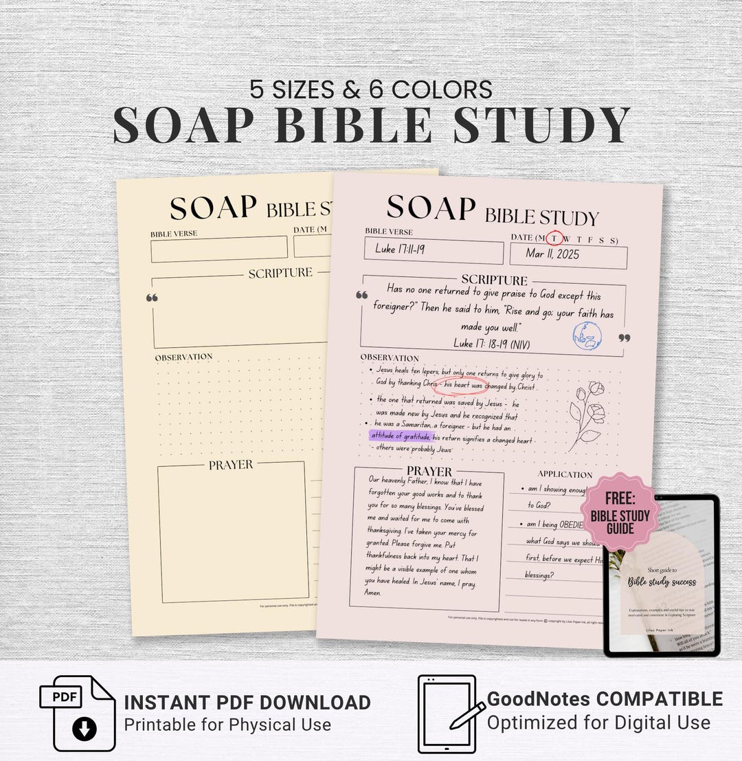 SOAP Devotional Journal Bible Study for Beginners Printable Template ...