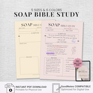 SOAP-Andachtstagebuch, Bibelstudium für Anfänger, druckbare Vorlage, minimalistisches digitales Gebetstagebuch