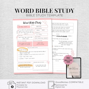 Étude de la Bible sous forme de mots, étude de la Bible à imprimer, étude approfondie de la Bible numérique, notes d'étude des Écritures, feuilles de travail bibliques PDF