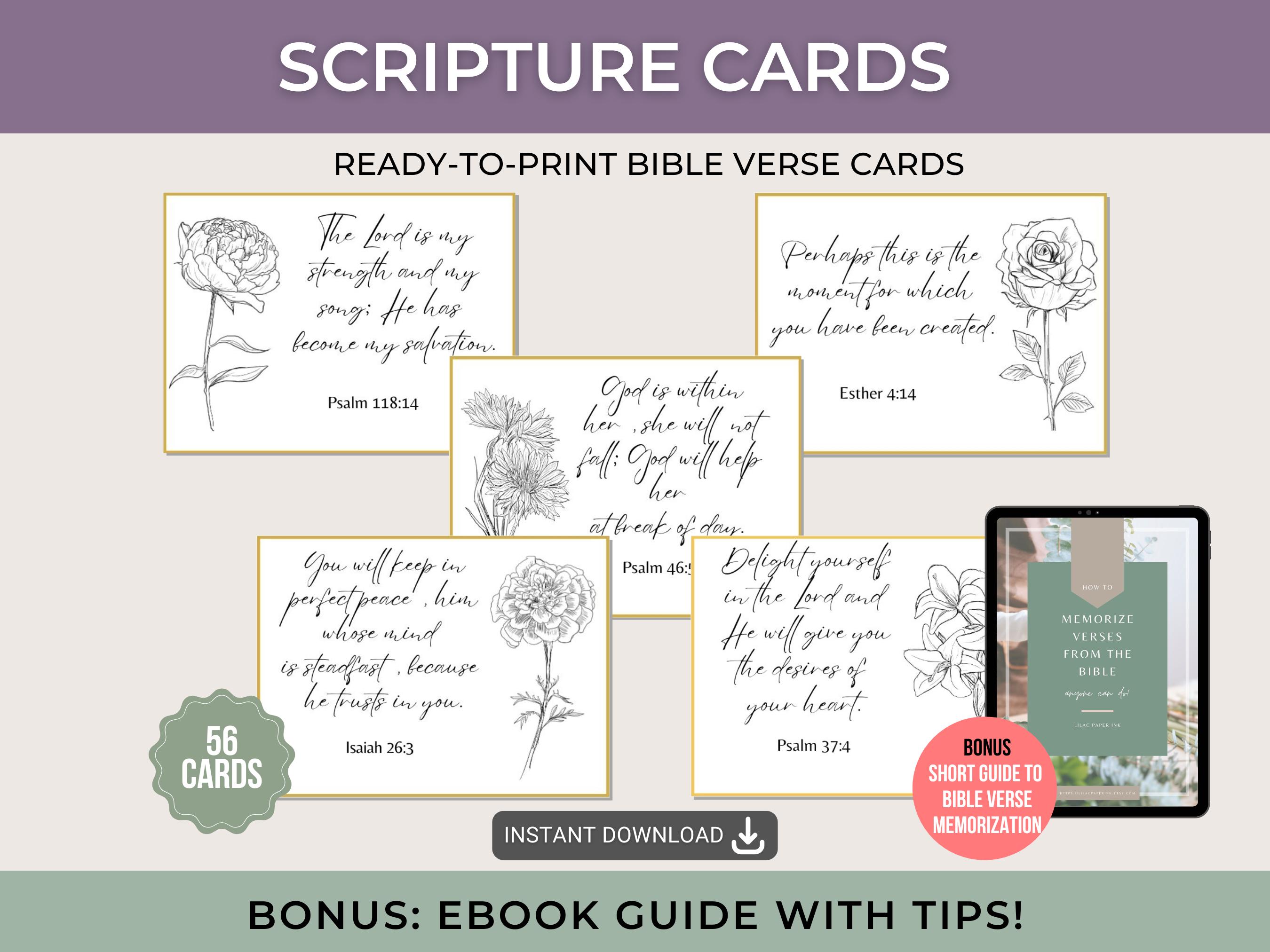 Prayer Board Christian Encouragement Cards 56 Printable Bible Journal Cards Prayer Wall Cards Scripture Memorization