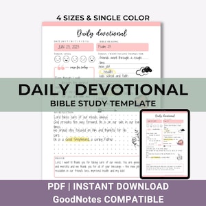 Daily Devotional Journal, Bible Study Printable, Quiet Time Notes, Digital Bible Study, Christian Journal, Faith Planner Inserts, PDF