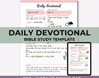 Daily Devotional Journal, Bible Study Printable, Quiet Time Notes, Digital Bible Study, Christian Journal, Faith Planner Inserts, PDF