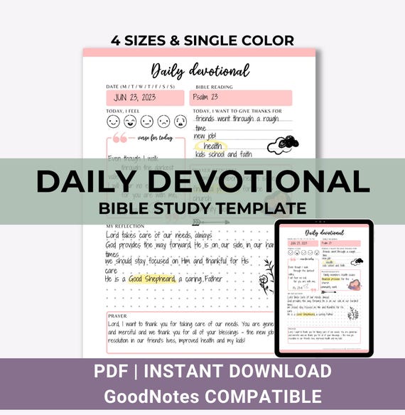 Daily Devotional Journal, Bible Study Printable, Quiet Time Notes, Digital Bible Study, Christian Journal, Faith Planner Inserts, PDF