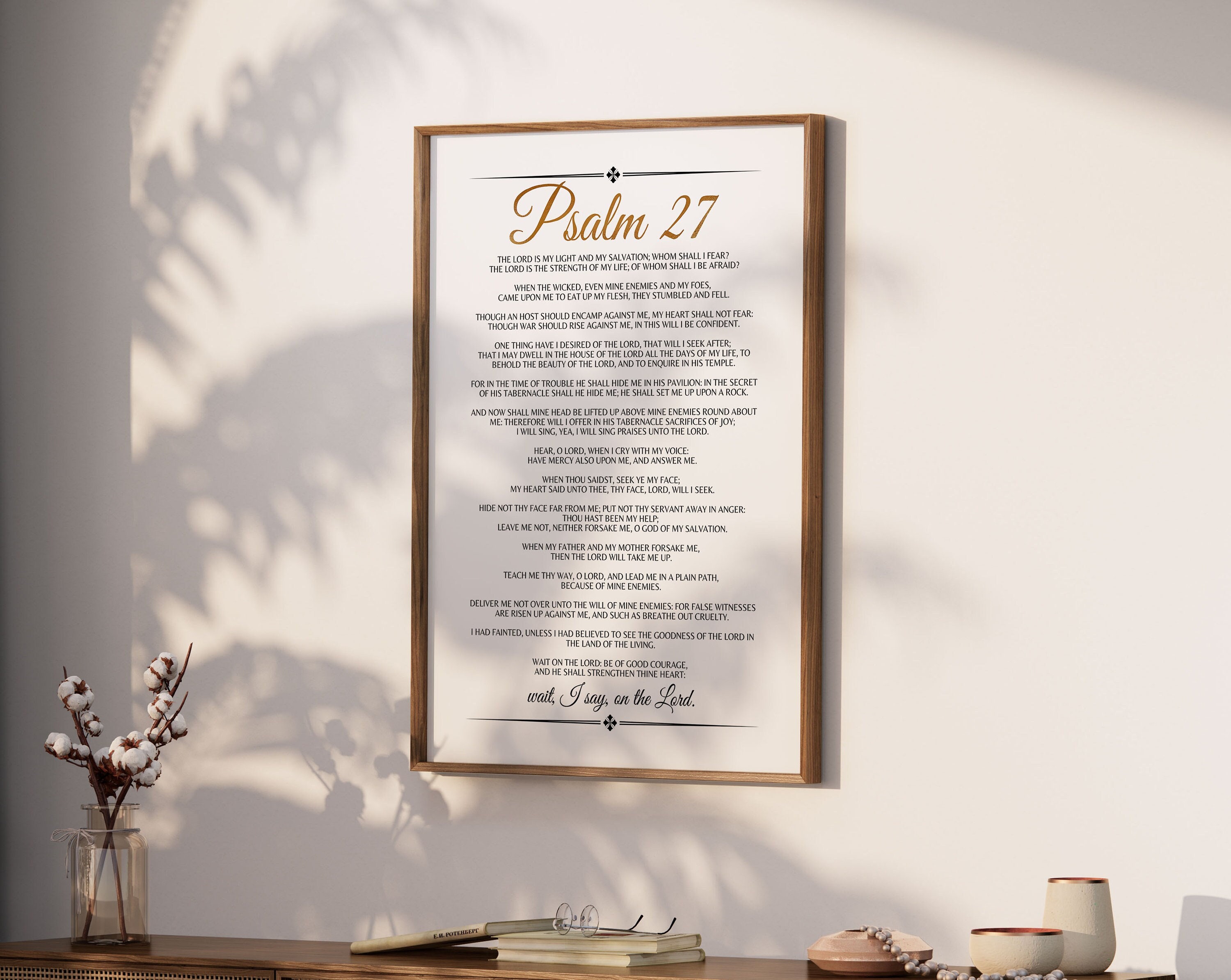 Psalm 27 Poster, Bible Verse Print, Scripture Wall Art, Modern ...