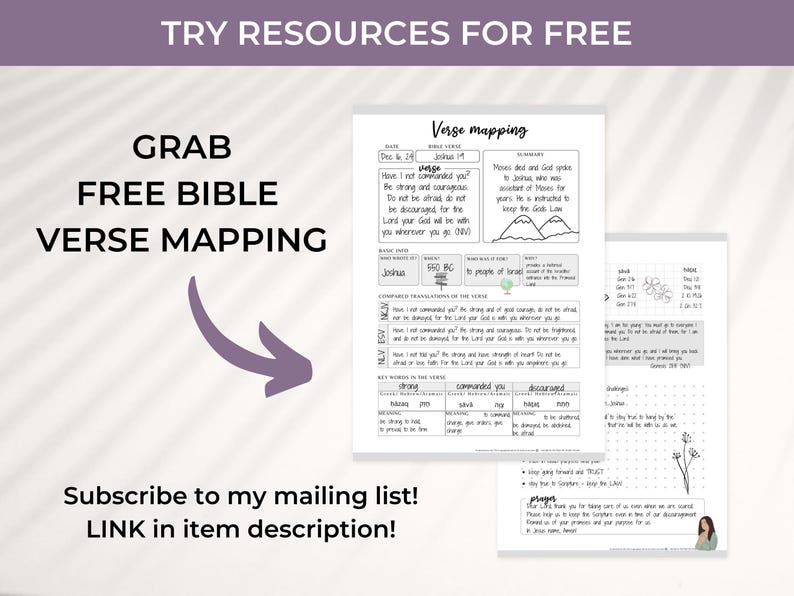 K&ouml;nnte beinhalten: Ein druckbares Arbeitsblatt zur Bibelvers-Kartierung mit dem Text "Grab Free Bible Verse Mapping" oben. Das Arbeitsblatt enth&auml;lt einen Abschnitt f&uuml;r den Vers, eine Zusammenfassung und eine Aufschl&uuml;sselung der Schl&uuml;sselw&ouml;rter im Vers. Das Arbeitsblatt soll Menschen helfen, die Bibel zu studieren und zu verstehen.