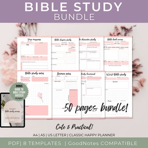 Bible study Printables, Faith journal inserts, Digital Bible study, Verse Mapping, Bible study journal, Sermon notes, Devotion journal, PDF