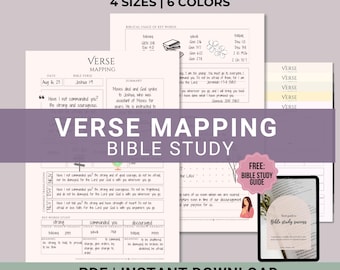 Verse Mapping Printable, Bible Study Template, Minimalist Scripture journal inserts, Devotional Journal, Bible Study Template