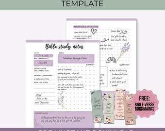 Bible Study Template Daily Devotion Topical Bible Study Printable Digital Bible Study for Beginners Faith Planner Journal Inserts