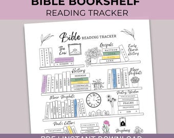 Bible Reading Tracker Bible Insert Bookshelf Bible tip-in Undated Printable Instant Download PDF