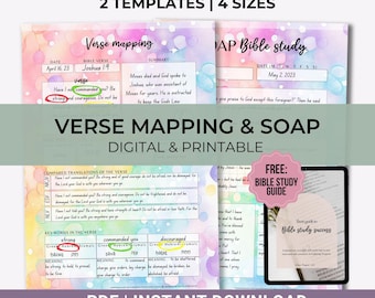 Verse Mapping, SOAP Bible study Printable, Digital Bible Study Tools, Beginner Bible study journal, Devotional Journal PDF