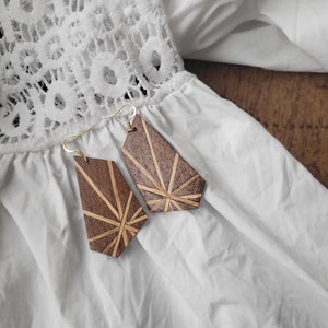 Geometric Handmade Wood Earrings