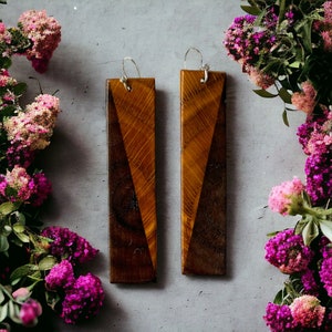 Handcrafted Geometric Reclaimed Wood Earrings