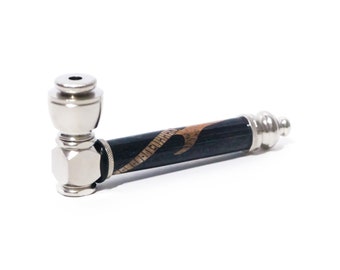 Guitar Wooden Inlay Handcrafted Pipe | Aluminum Compact Travel Smoking Pipe | Recreational Pipe