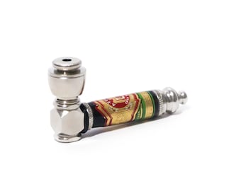 Arturo Fuente Chateau Fuente Cigar Label Handcrafted Pipe | Aluminum Compact Travel Smoking Pipe | Recreational Pipe
