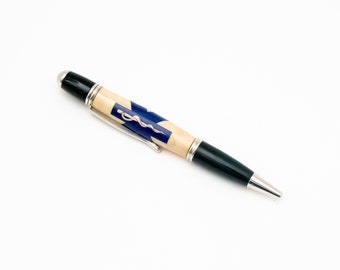 Handmade Wooden Inlay EMT Twist Ballpoint Pen