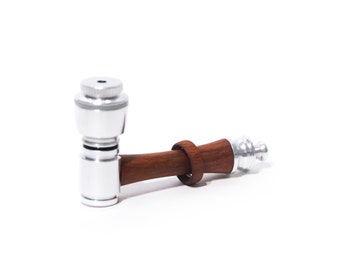 Wooden Ring Handcrafted Pipe | Aluminum Compact Travel Smoking Pipe | Recreational Pipe