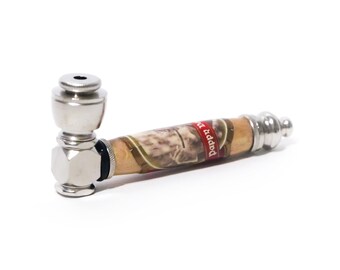 Pappy Van Winkle Cigar Label Handcrafted Pipe | Aluminum Compact Travel Smoking Pipe | Recreational Pipe