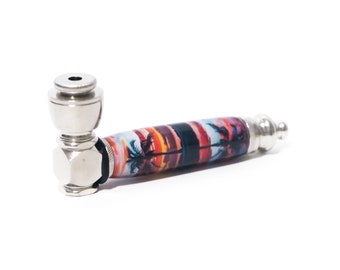Sunset Photo Handcrafted Pipe | Aluminum Compact Travel Smoking Pipe | Recreational Pipe