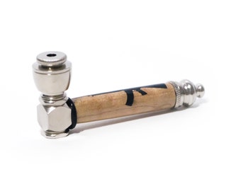 M16 Rifle Pen Wooden Inlay Handcrafted Pipe | Aluminum Compact Travel Smoking Pipe | Recreational Pipe