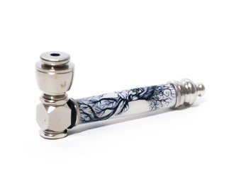 Abstract Deer with Roots Photo Handcrafted Pipe | Aluminum Compact Travel Smoking Pipe | Recreational Pipe