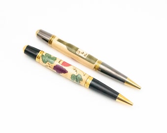 Handmade Wooden Inlay Wine Themed Twist Ballpoint Pen