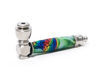 Rainbow Butterfly Photo Handcrafted Pipe | Aluminum Compact Travel Smoking Pipe | Recreational Pipe