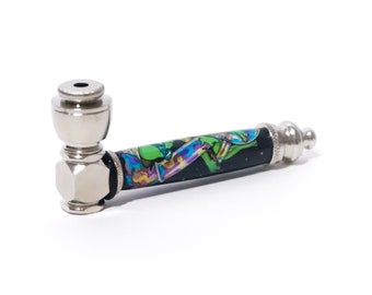 Alien In Space Colorful Handcrafted Pipe | Aluminum Compact Travel Smoking Pipe | Recreational Pipe