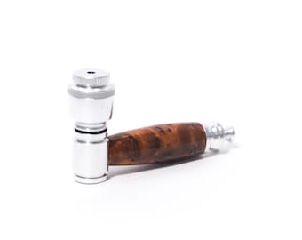 Burlap Wood Handcrafted Pipe | Aluminum Compact Travel Smoking Pipe | Recreational Pipe