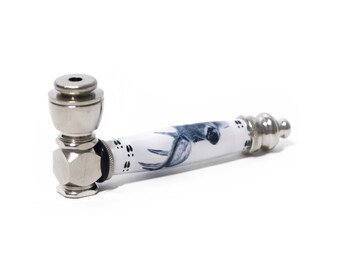 Deer Photo Handcrafted Pipe | Aluminum Compact Travel Smoking Pipe | Recreational Pipe