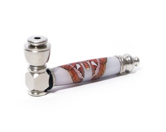 Orange Butterfly Photo Handcrafted Pipe | Aluminum Compact Travel Smoking Pipe | Recreational Pipe