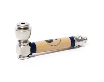 Yin Yang Wooden Inlay Handcrafted Pipe | Aluminum Compact Travel Smoking Pipe | Recreational Pipe
