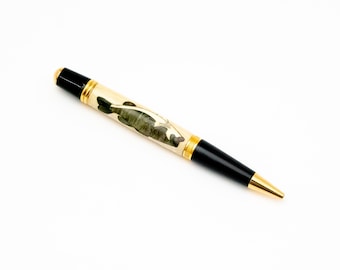 Handmade Wooden Inlay Large Mouth Bass Twist Ballpoint Pen